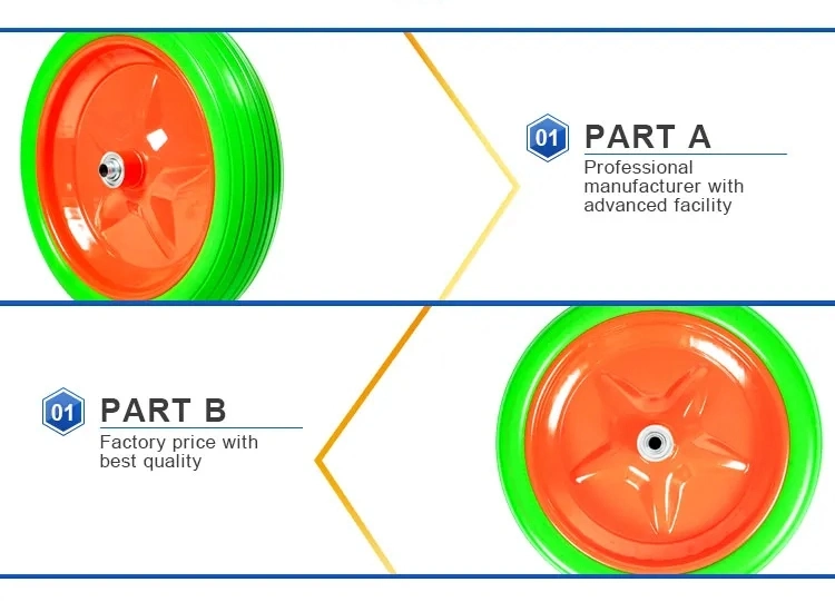 4.00-8 Heavy Duty Solid Rubber Polyurethane Flat Free PU Foam Trolley Wheel Barrow Wheels