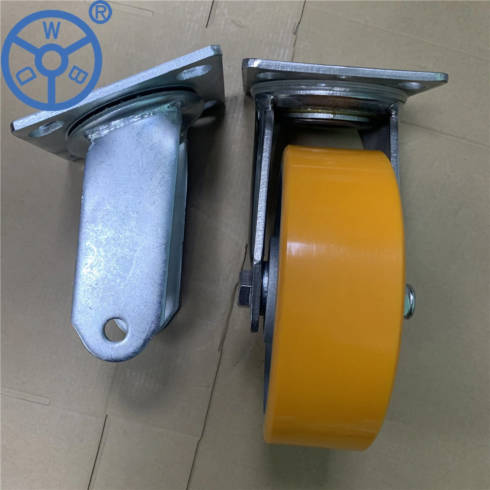 Wbd Heavy Duty Industrial Aluminum Wheel Polyurethane Fixed Caster Wheels 4 5 6 8 Inch Poliuretano De Rueda PU Castor Wheel for Trolley