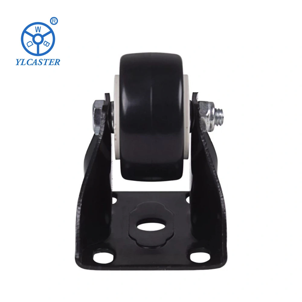 Amazon 1.5 Inch Black Polyurethane Fixed Castor Wheels Trolley Furniture Caster