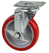 4inch-8inch Swivel Brake Plate Steel Core Red PU Wheels Heavy Duty Casters