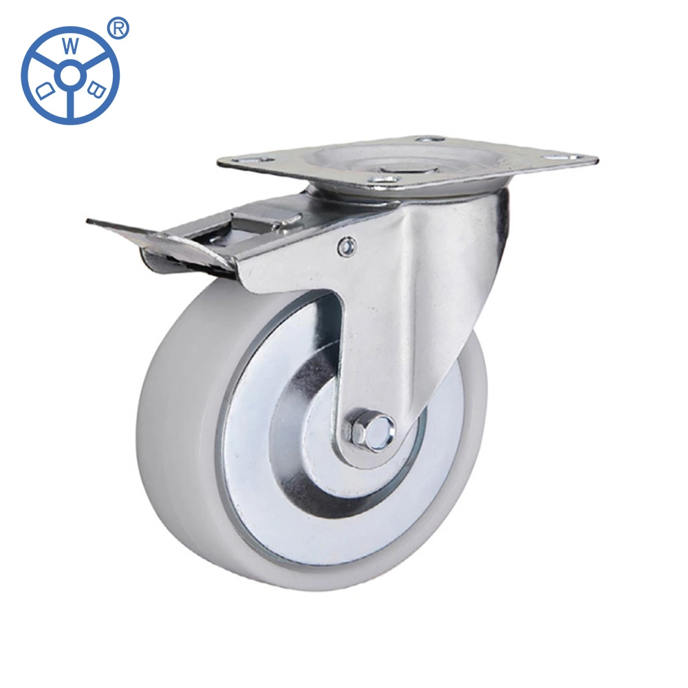 Wbd Manufacturer Industrial 100 mm 125 mm 6 Inch Castor White PP Plastic 5&quot; Locking Caster Wheels