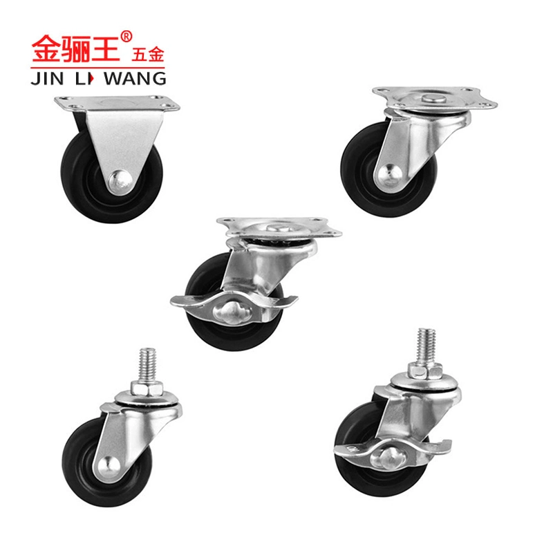 Factory Price 40mm 2.5inch Rubber Casters Wheels Furniture Industrial Heavy Duty Fixed Rotating Threaded Stem Caster Castor