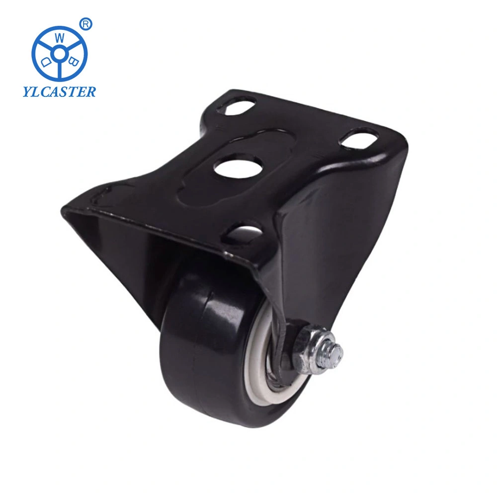 Amazon 1.5 Inch Black Polyurethane Fixed Castor Wheels Trolley Furniture Caster