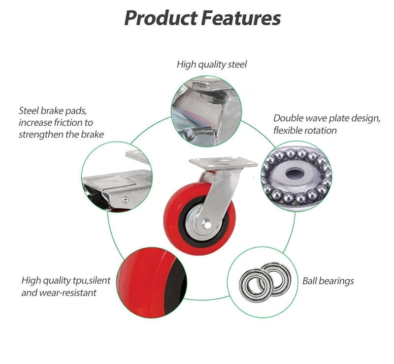 Heavy-Duty Swivel Arcuate PU Caster