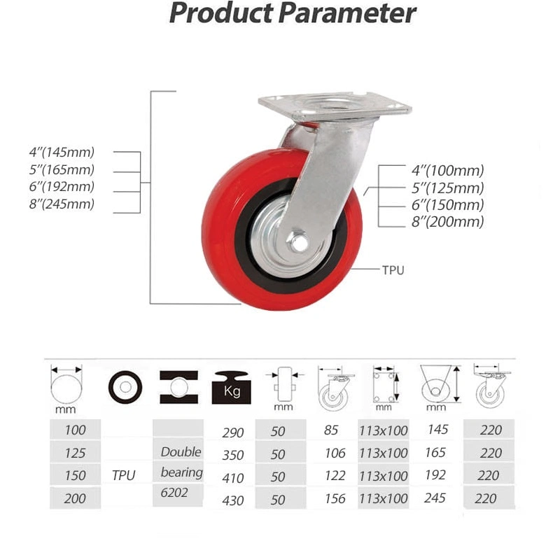 Heavy-Duty Swivel Arcuate PU Caster