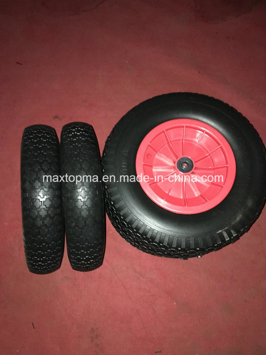 Maxtop 3.00-4 Heavy Duty Solid Rubber Flat Free PU Foamtrolley Wheel