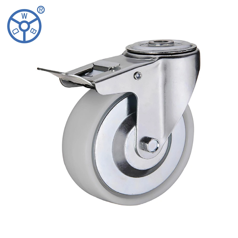 Wbd Manufacturer Industrial 100 mm 125 mm 6 Inch Castor White PP Plastic 5&quot; Locking Caster Wheels