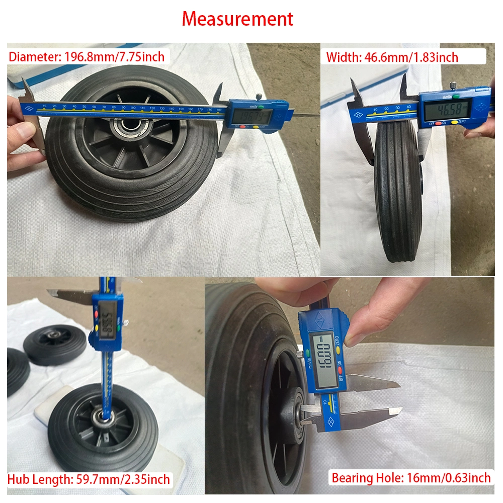 8 Inch Hand Truck Solid Rubber Caster Wheels for Trashbin