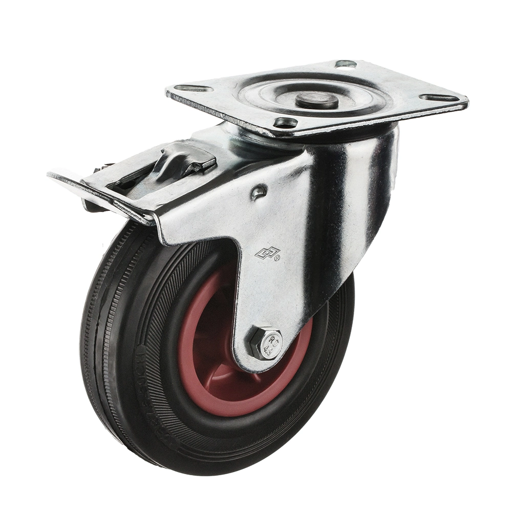 75mm Trolley Wheel Industrial Black Rubber Caster