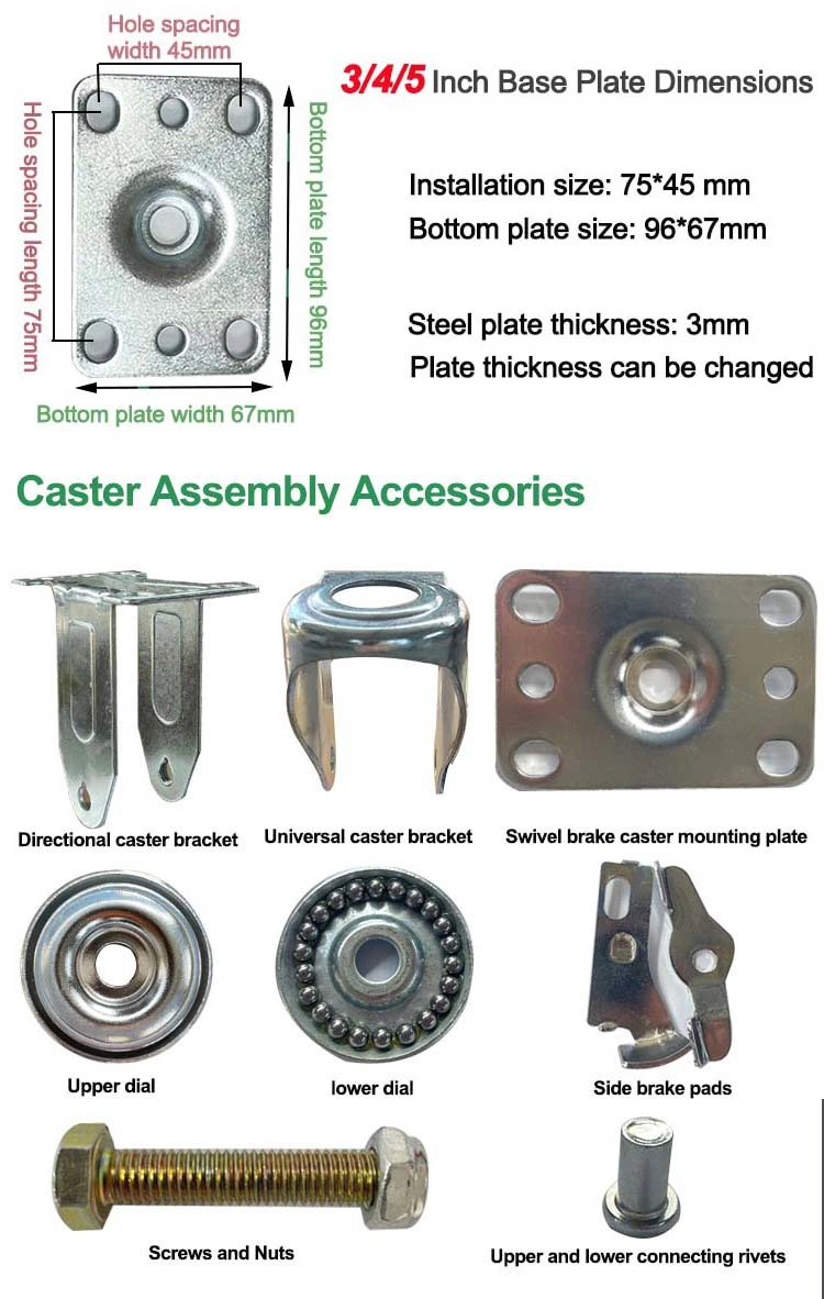 100mm PU Swivel Caster and Wheel 4 Inch Locking Casters with Brake