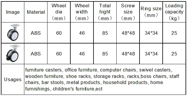 Swivel Top Plate Roller Ball Caster Wheel with Brake