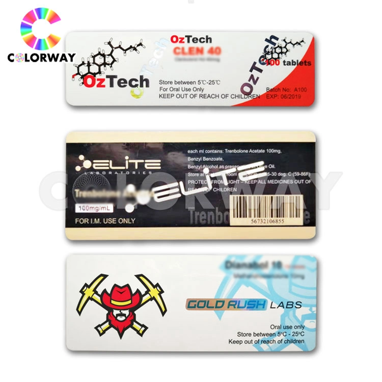 Professional Free Design Make Foil Logo Laser Steroids Hologram Vial Labels