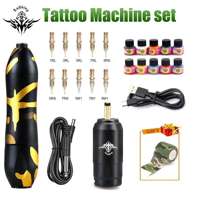 Ybeauty Professional Complete Tattoo Kit Machine Gun 10 color Ink