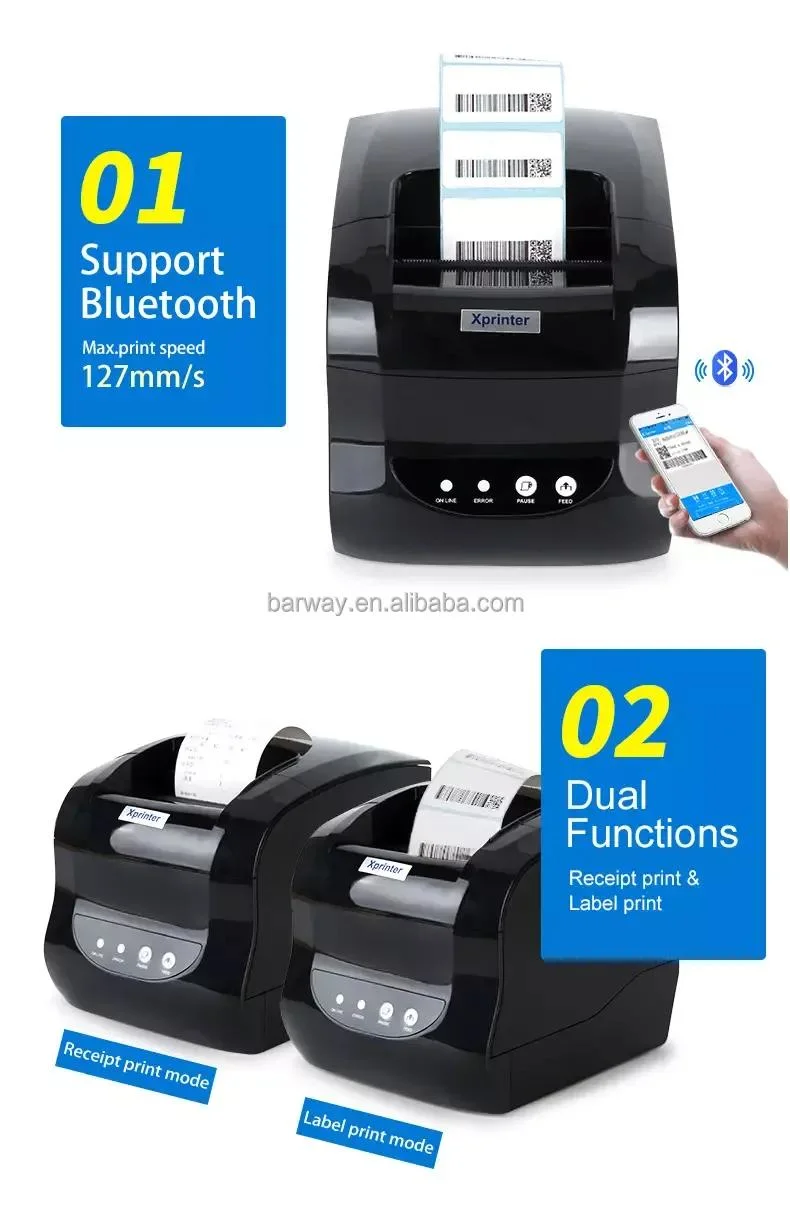 Barway Desktop Label and Receipt Two in One Thermal Directly Printer