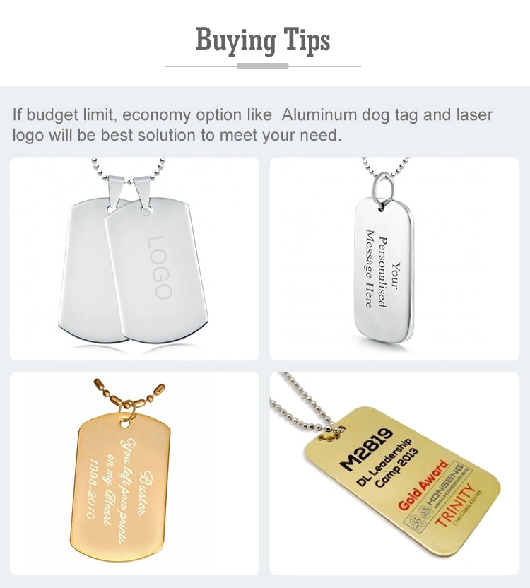 Wholesale Customized Plain Aluminum Blank Sublimation ID Name Pet Tag Pendant Necklace Custom Logo Metal Laser Engraved Luxury Military Stainless Steel Dog Tag