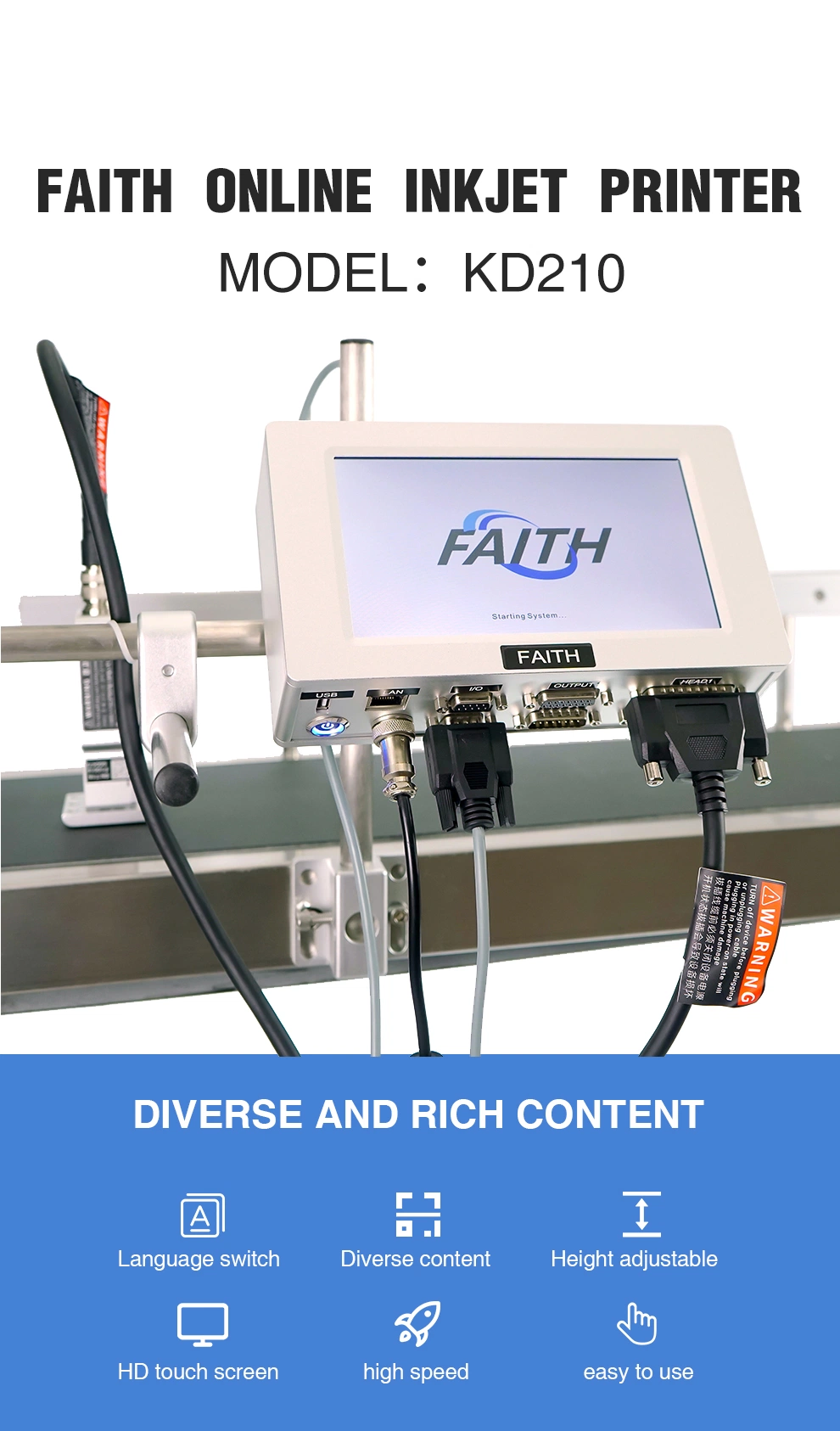 Faith OEM ODM Online Inkjet Printing Machine Digital Label Printer