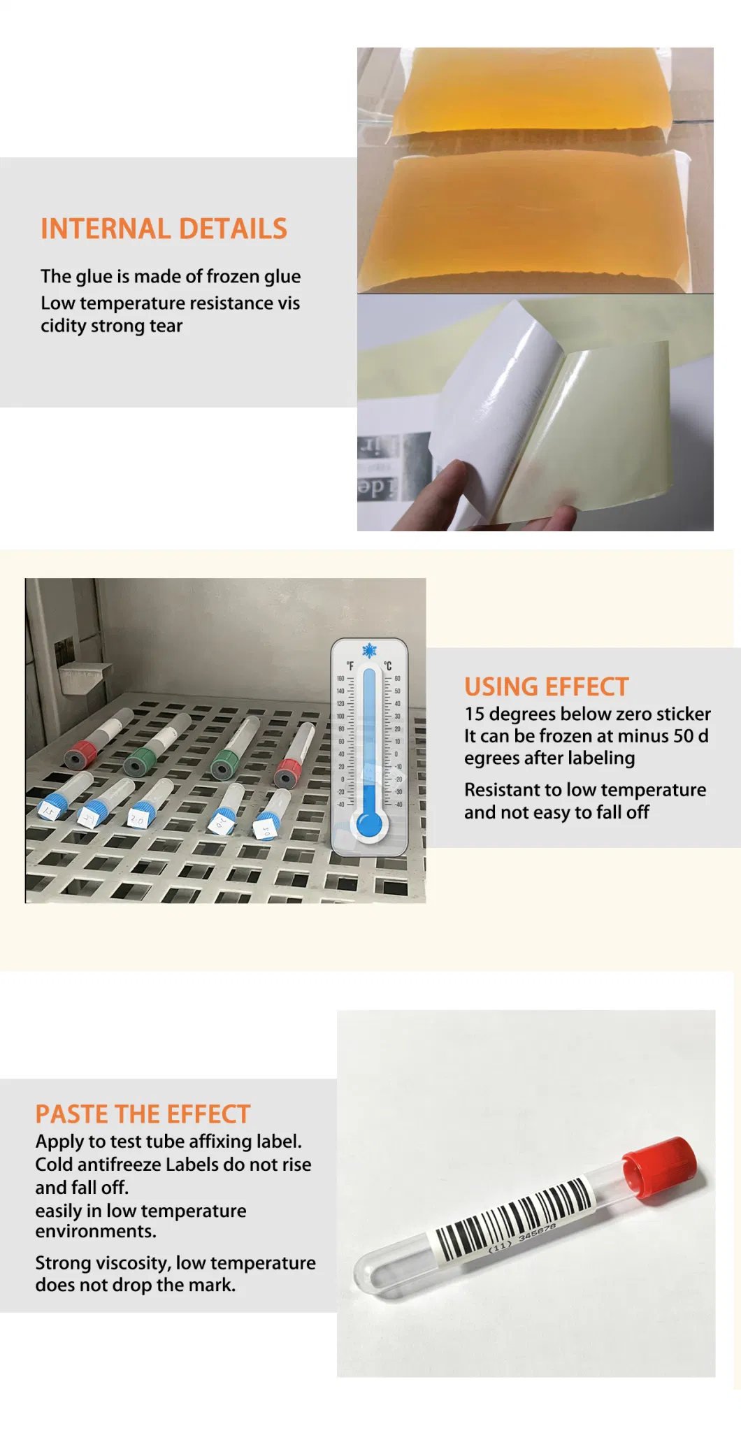 Special Material for Label of Blood Collection Vessel Top Direct Thermal Paper Packaging Sticker Prevention of Alcohol Material Self-Adhesive Paper