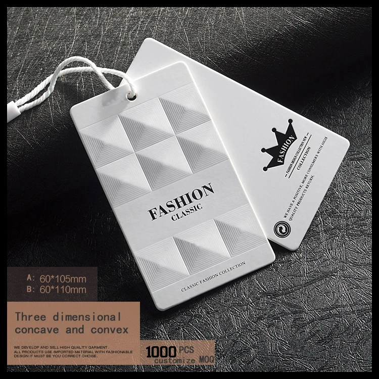 China Factory Customized Logo Garment Tags Fashion Private Label Clothing Paper Hang Tag