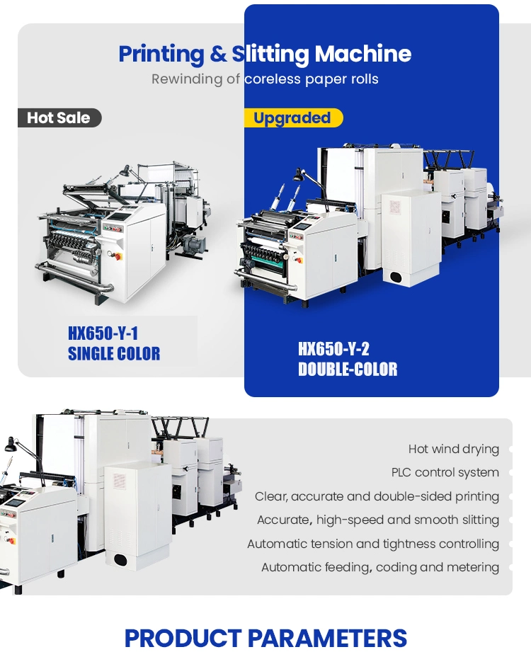 Automatic Jumbo Roll Paper Feeding 2 Color Flexo Label Printing Machine with Rewinding Slitting