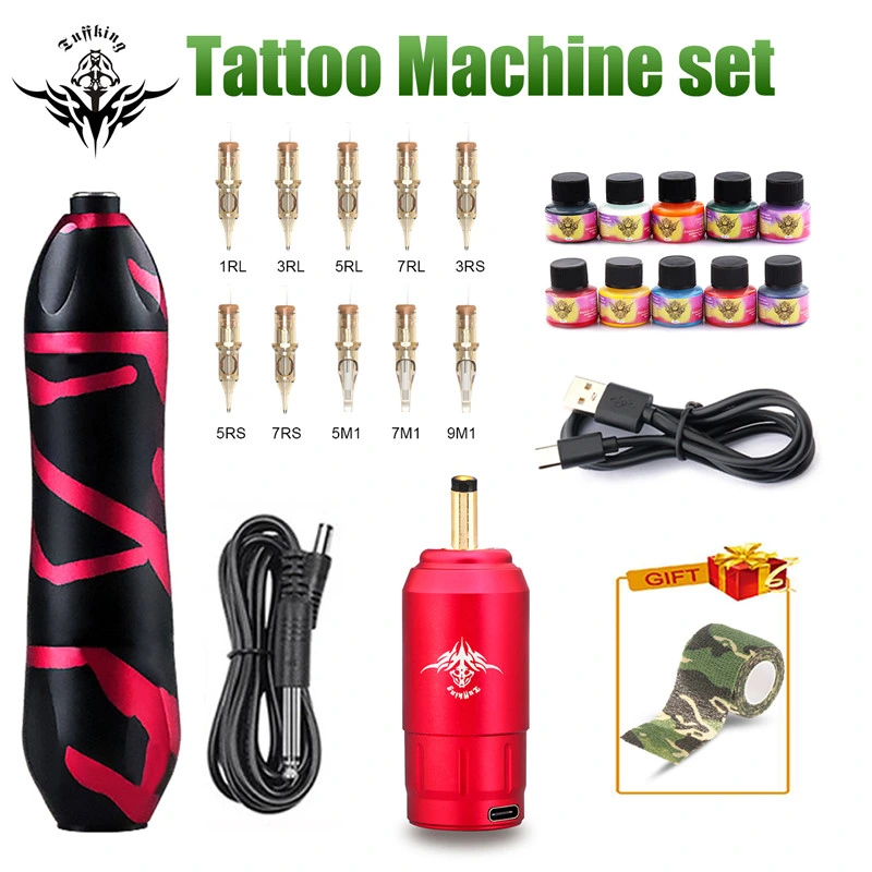 Ybeauty Professional Complete Tattoo Kit Machine Gun 10 color Ink