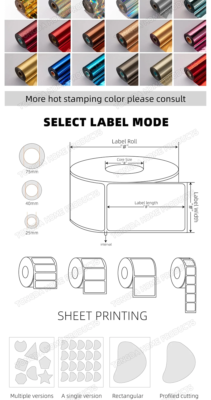 Cusotm Thermal Labels Perforated Barcode Address Labels Compatible with Zebra Desktop Printers