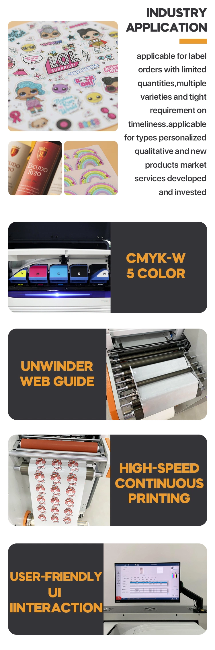 Digital Toner K1 5 Colors Roll to Roll Competitive Price Digital Label Stickers White Toner Single Pass Digital Printer