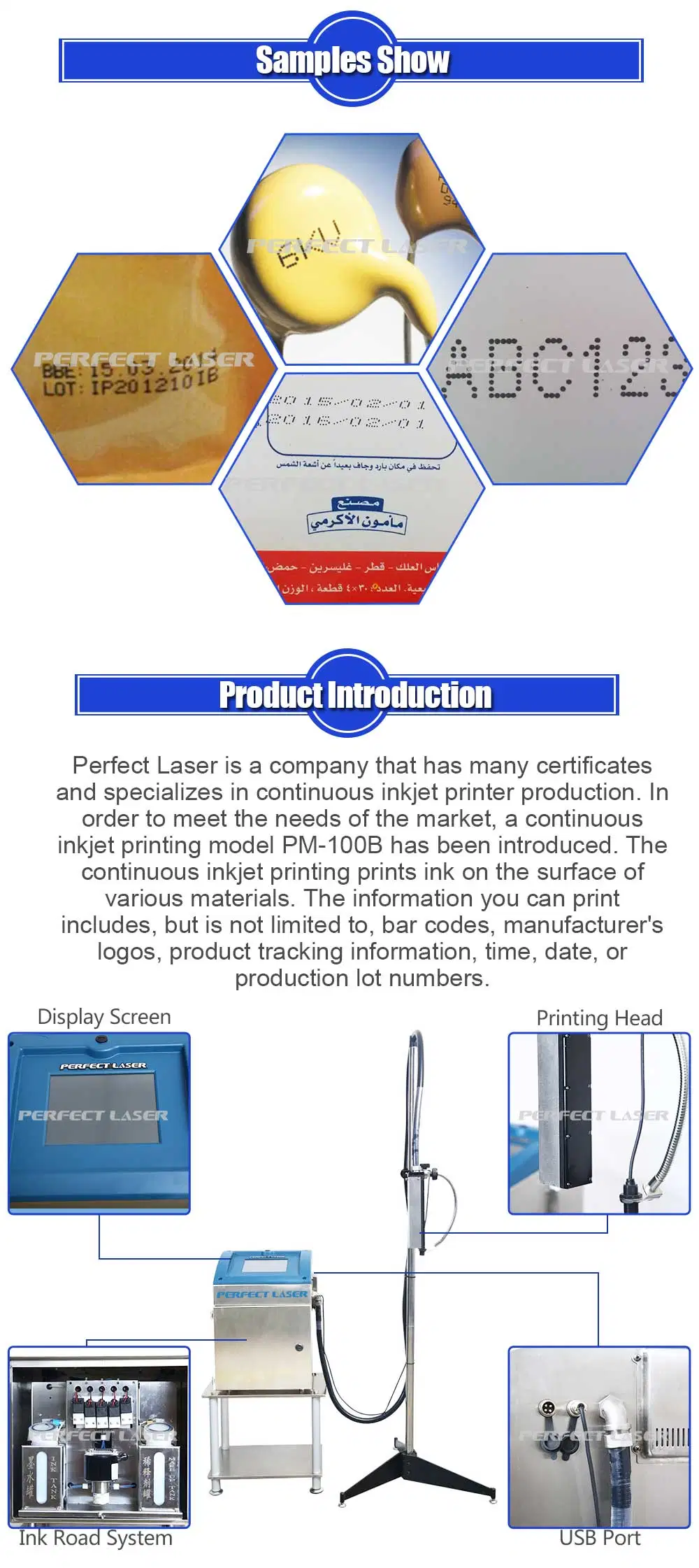 Perfect Laser-Auto Cij Digital Paper label Bottle Logo Batch Expiry Date Film Box Barcode 2D Code Industrial Inkjet Coder Printer Coding Printing Machines