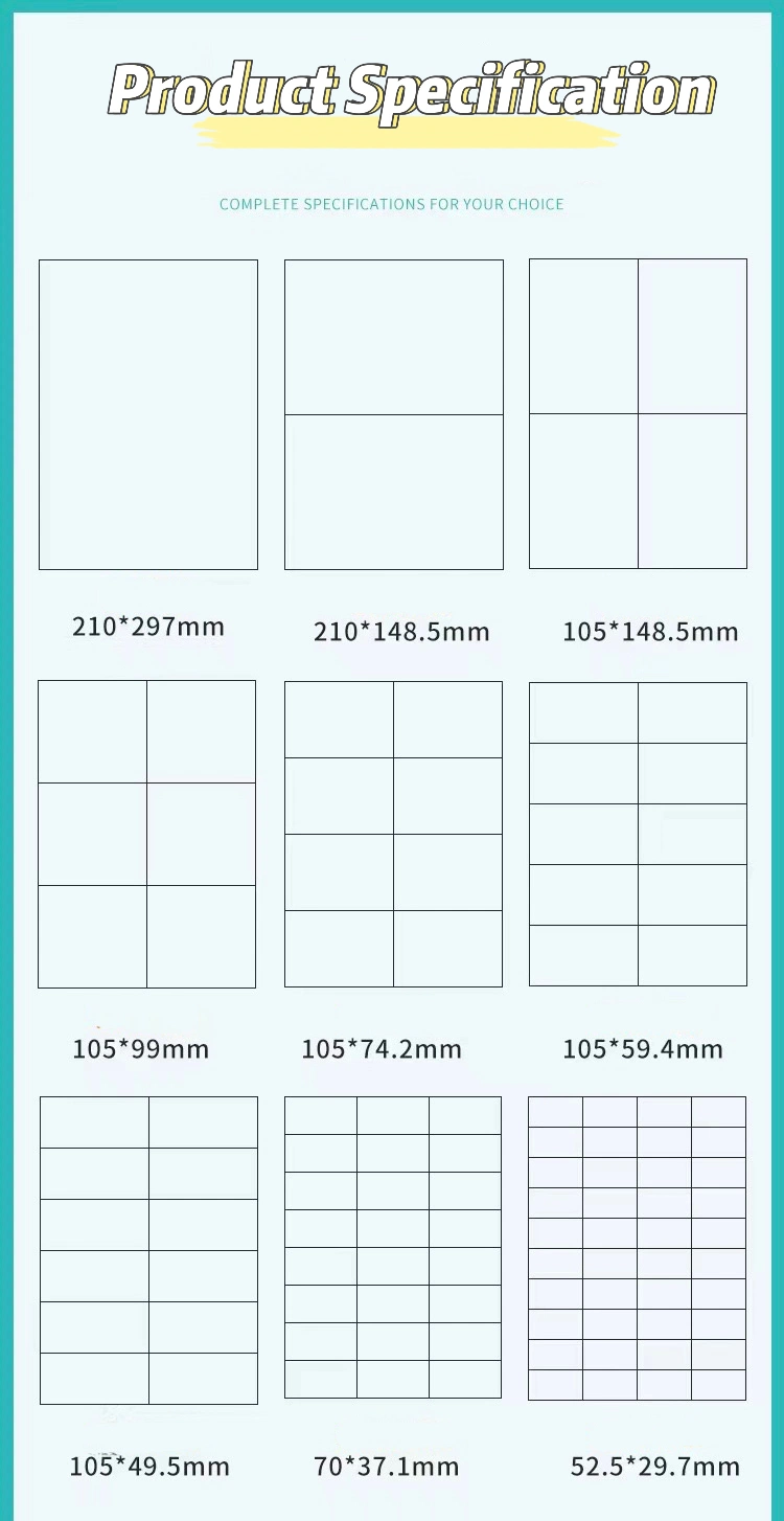 Factory Adhesive Label A4 Thermal Sticker Supply Coated Paper and Glossy Packaging Label for Label Printer