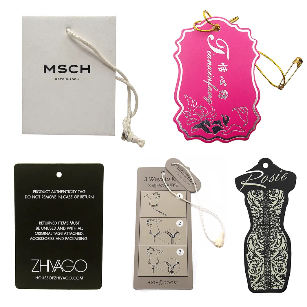 Custom High Quality Hanging Label with Free Slings Special Swing Paper Product Hang Tags