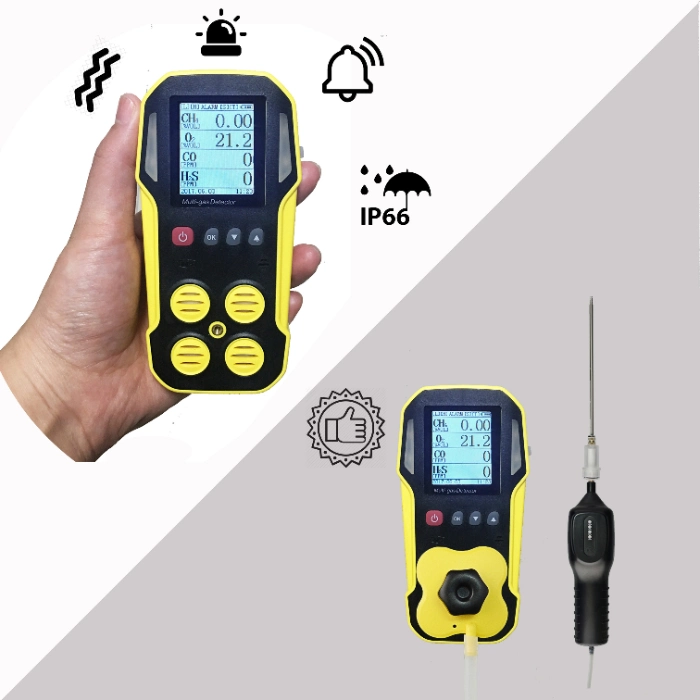 Multigas Monitor with Vibration Sensor IP66 Portable Multi 4 Gas Detector