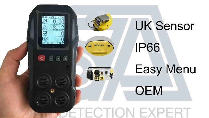 OEM Rechargeable Portable Gas Monitor/Detector with UK Sensor 4 Gas Detector