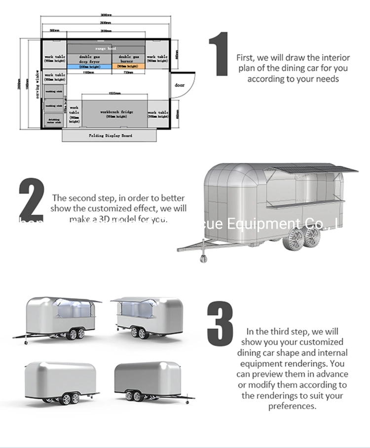 Stainless Steel Camper Trailer Hot Dog Food Truck Airstream Food Trailer