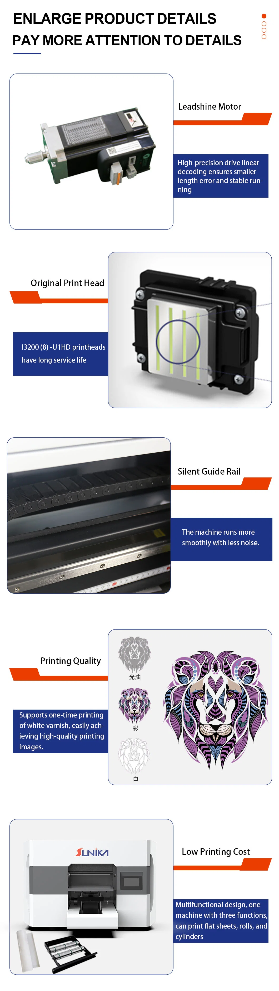 Sunika A3 Digital Inkjet UV Printer Flatbed I3200 30cm Flatbed Printer Machine for Retail Leather Tube &amp; Bill Printing