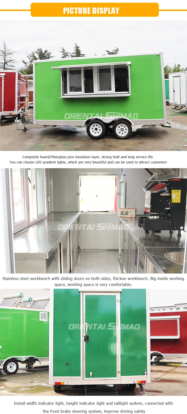 New Product 10% off Mobile Fast Catering Concession Vending Snack Kitchen Food Trailer with Fully Equipments Cheap Price Food Dog Cart Kiosk Stainless Steel