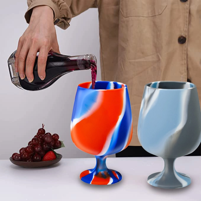 OEM Heat Resistant Unbreakable Wine Glass Silicone Goblet Shatterproof Silicone Wine Cup