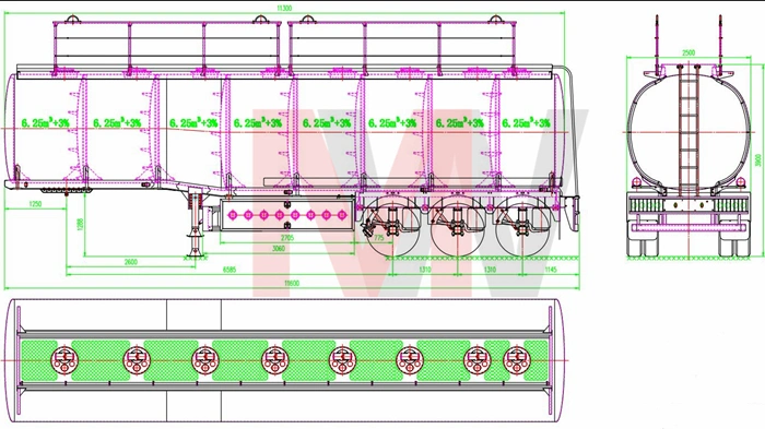 3 Axles 40000L/42000L/45000L/48000L/50000L Aluminum Steel Petroleum/Diesel/Fuel/Crude Oil/Milk/Water/Gasoline Tanker Trailer Tank Truck Trailer