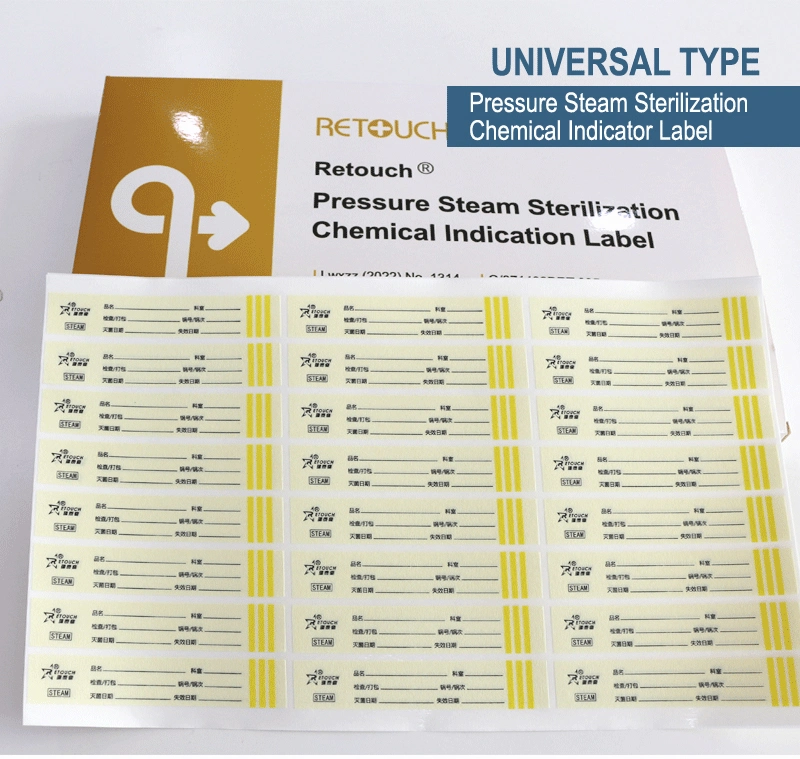 Retouch Brand Pressure Steam Sterilization Chemical Indication Label for Three Temperature