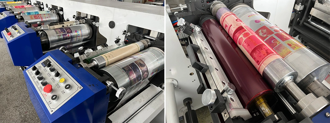 4 Colors Paper Label Thermal Label Roll to Roll Horizontal Printing Machine with Slitting