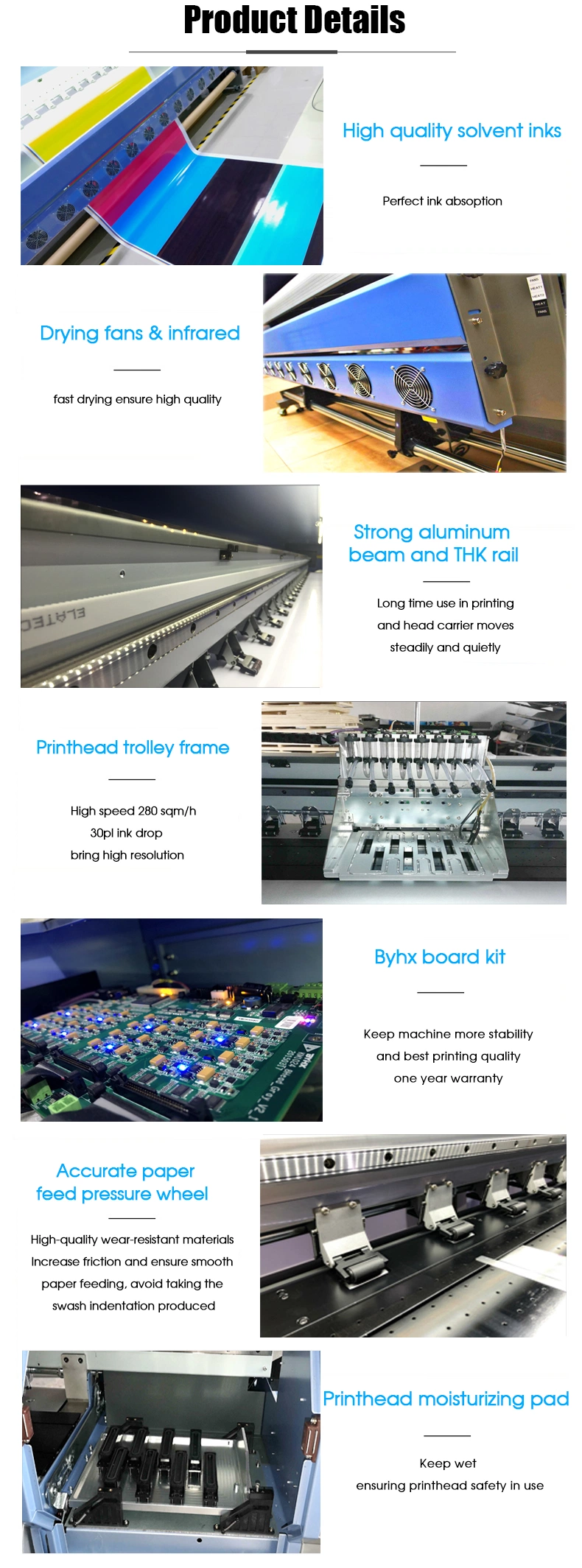 Vinyl Sticker Banner Flex Printing Machine 3.2m Konica 512I 4h Large Format Digital Four Color Cmyk Solvent Printer