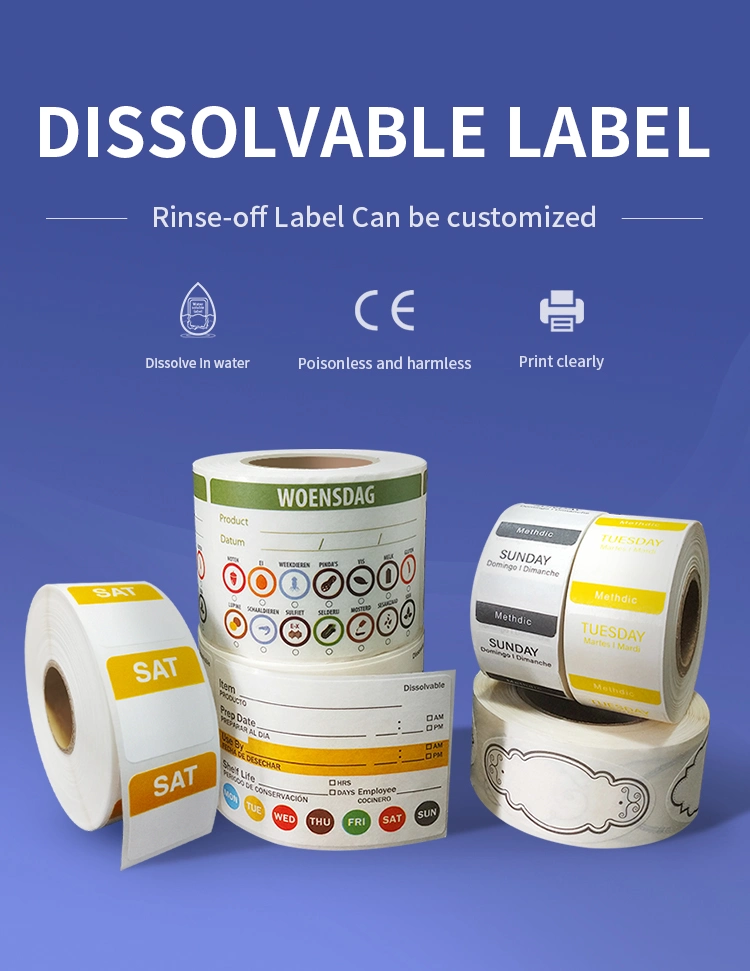 Custom Biodegradable Food Grade Safety Label Adhesive Dissolvable Food Label