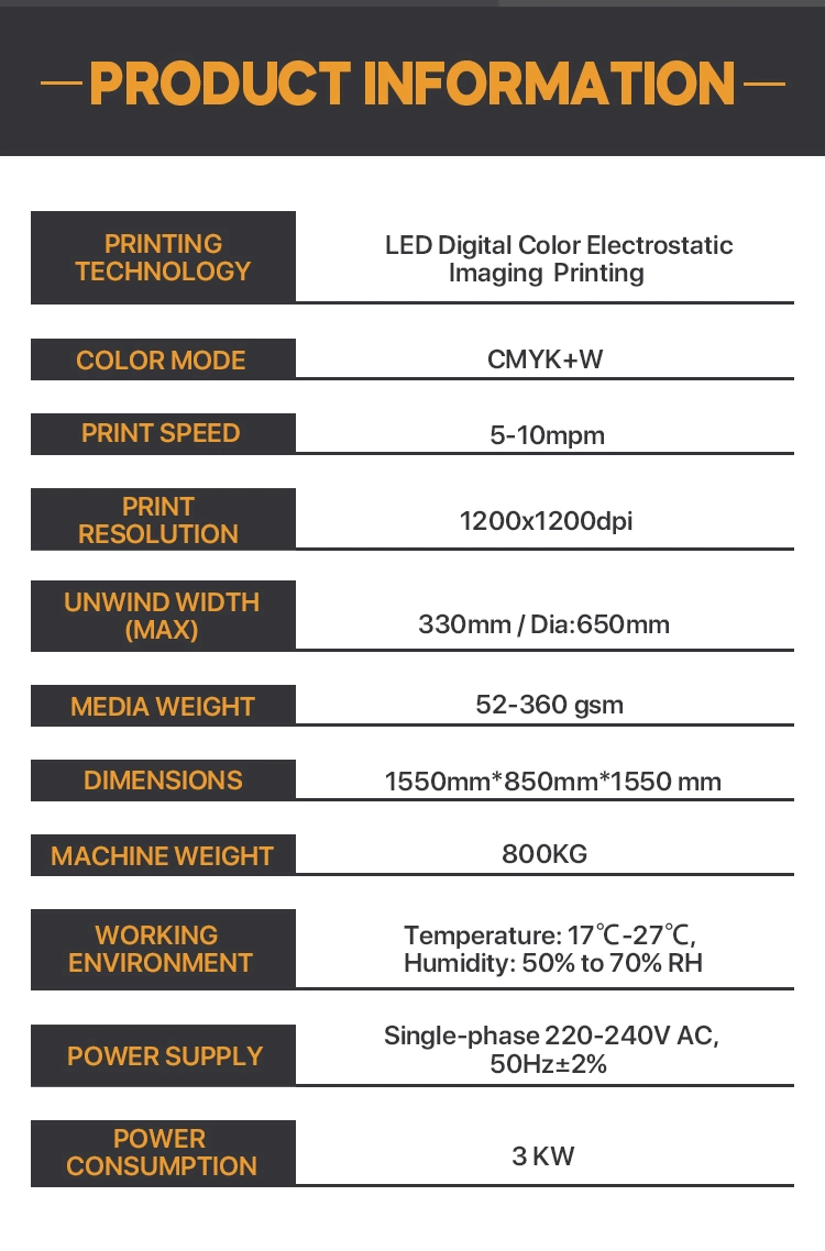 Darui K1 330mm High Resolution Digital Labels Machine Roll to Roll 5 Colors Cmykw White Toner Digital Printer Konica