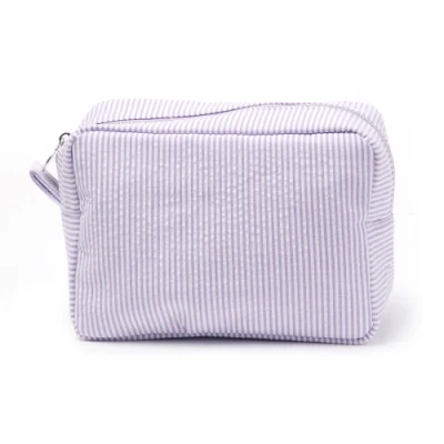  Striped Cosmetic Women Makeup Bags Double Layers Travelling Pouches