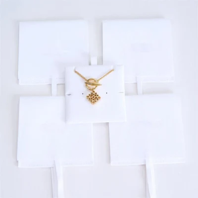  Custom Necklace Packaging Jewelry Square Bag White Microfiber Jewellery Pouch with Insert