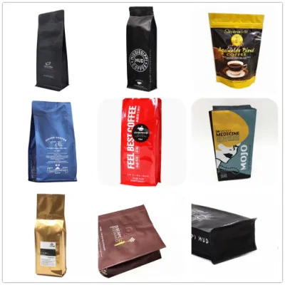  Food Coffee Bean Tea Snack Candy Zipper Storage Kraft Paper Stand up Gusset Flat Bottom 3 Side Seal Plastic Spout Sachet Packaging Packing Pouch