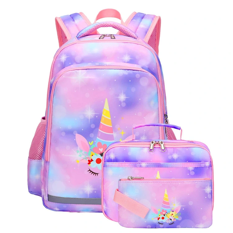 School Bag Animal Prints Unicorn Cartoon Kids Backpack Water Resistant Book Bag for Girls with Lunch Box and Pencil Case