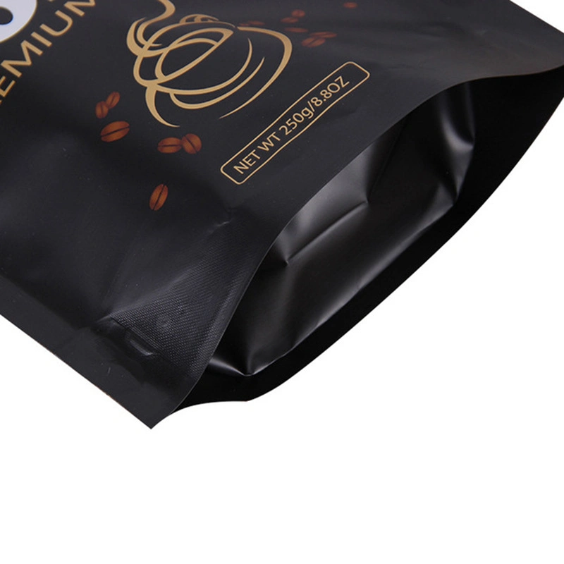 Custom Design Plastic Bag Biodegradable Zip Lock Stand up Packaging Pouch Zipper Waterproof Coffee Bean Bag with Valve