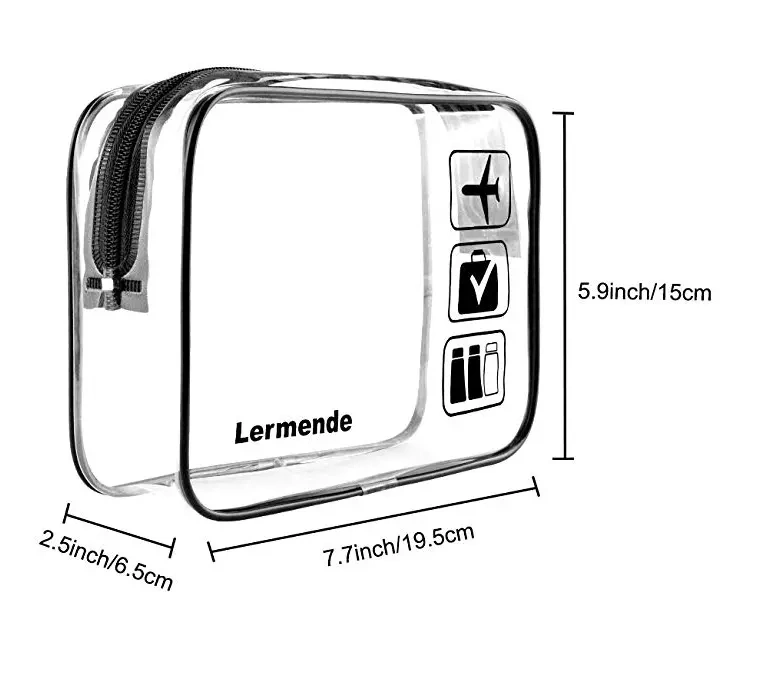 New Organizer Clear Tote Travel Toiletry Compliant Bags TPU Zipper Waterproof Makeup PVC Cosmetic Bags