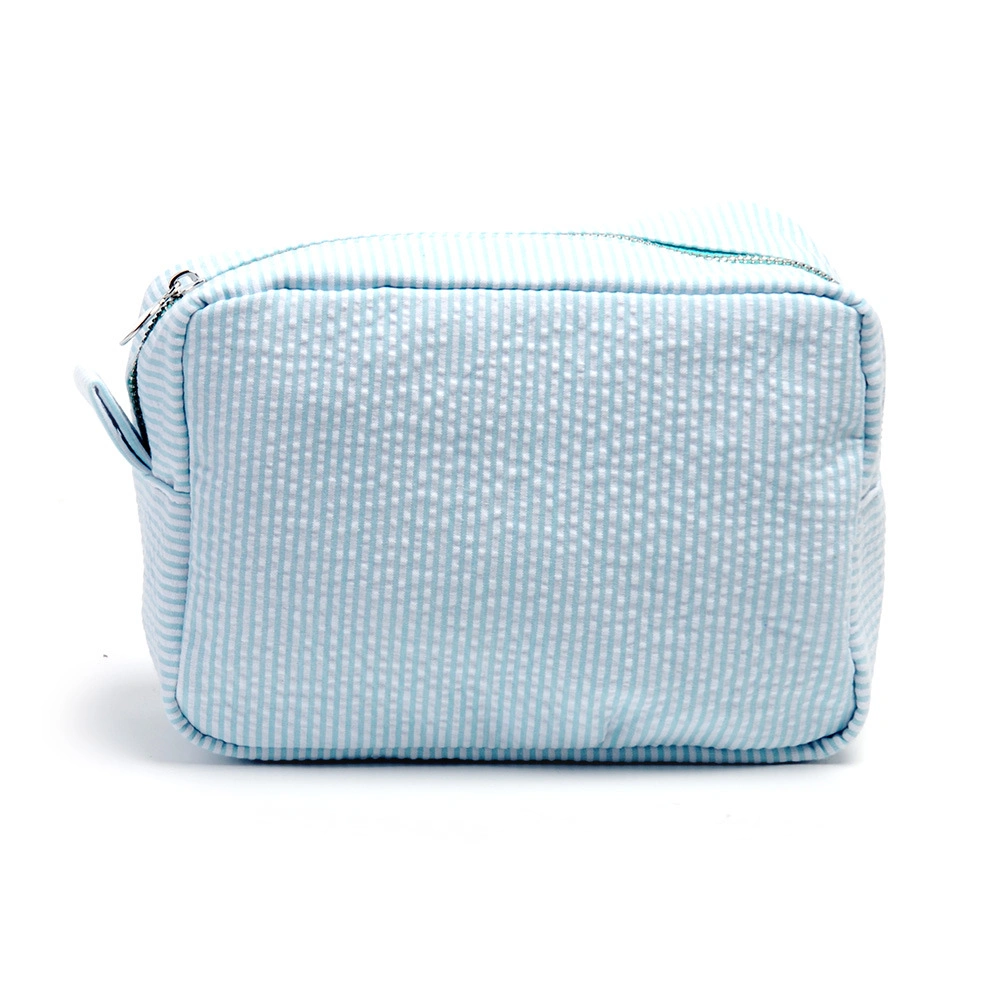 Striped Cosmetic Women Makeup Bags Double Layers Travelling Pouches