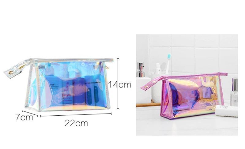 Personalize Clear Holographic Zipper Bag Makeup Cosmetic Zip Lock Pouch