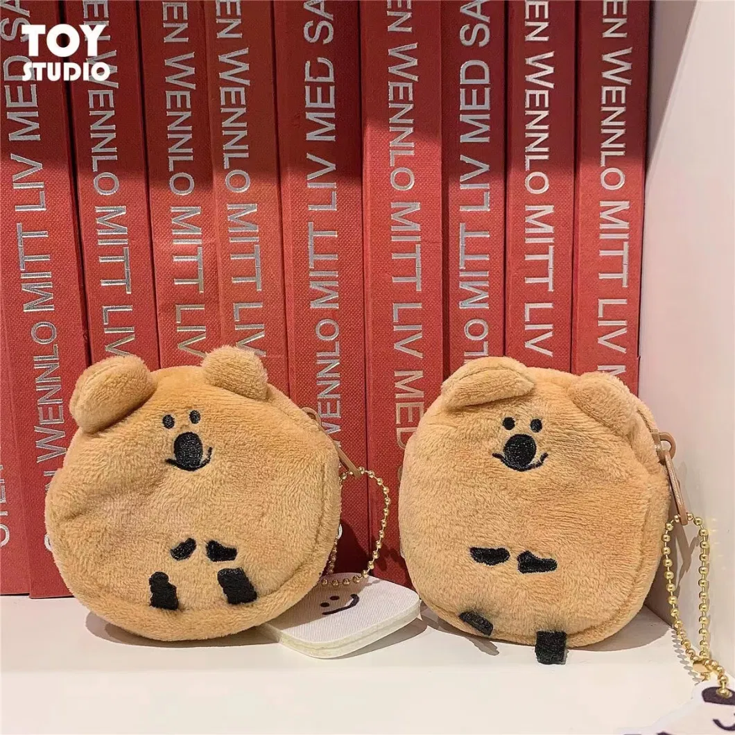 Wholesale Persimmon Bear Plush Coin Purse Keychain Kids Mini Cute Koala Wallet Embroidery Fluffy Coin